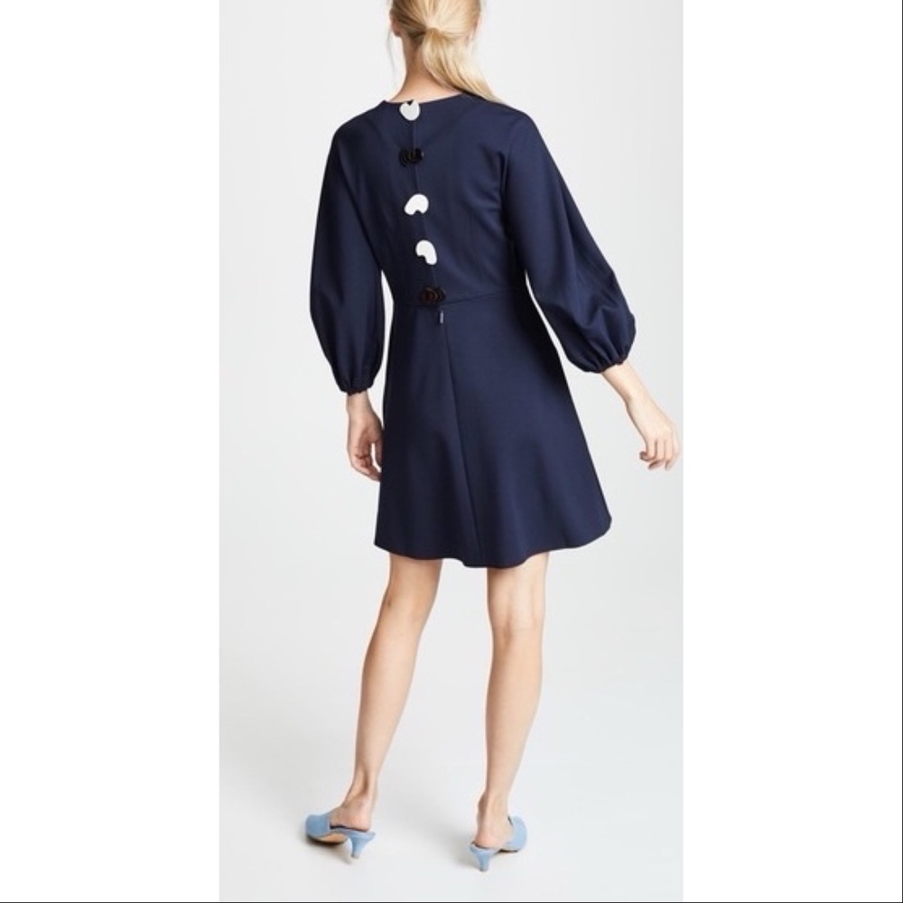 Tibi Navy Sculpted Button Back Stretch Dress SZ 12